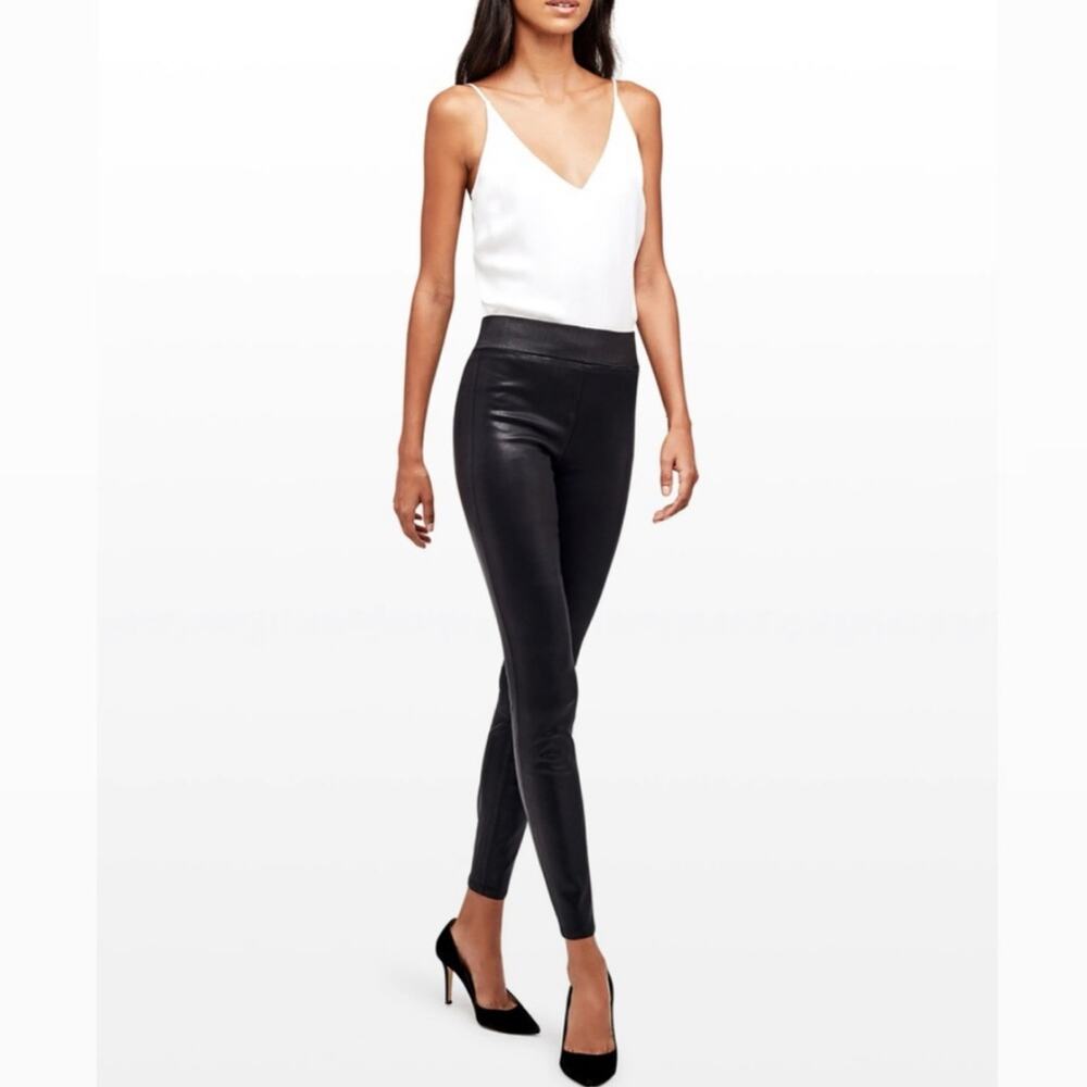 L’Agence Rochelle Noir Black Coated Denim High Rise Skinny Leggings S
